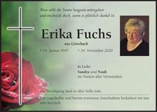 Traueranzeige Erika Fuchs