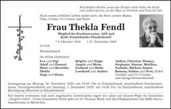 Traueranzeige Thekla Fendl