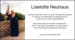 Traueranzeige Liselotte Neuhaus