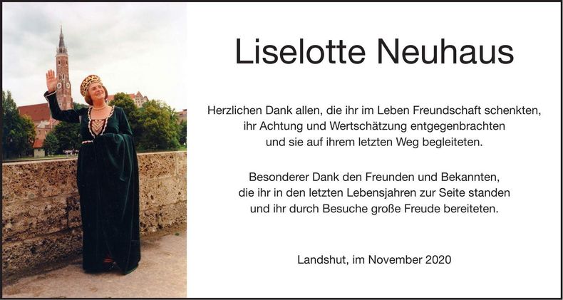 Traueranzeige Liselotte Neuhaus