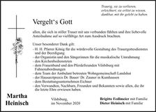 Traueranzeige Martha Heinisch