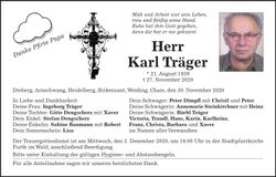 Traueranzeige Karl Träger