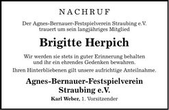 Traueranzeige Brigitte Herpich