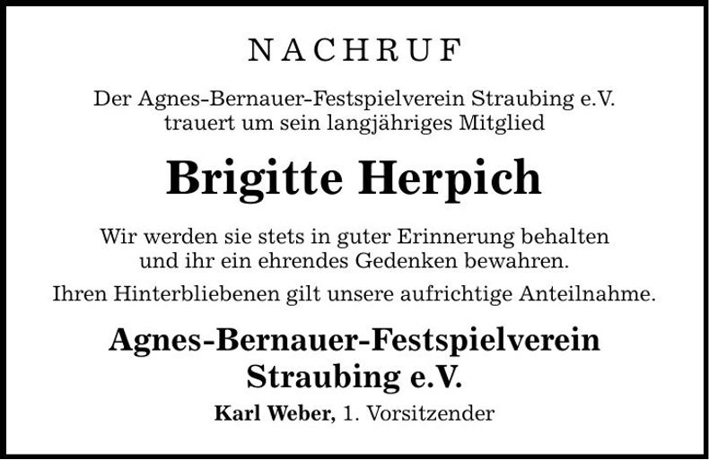 Traueranzeige Brigitte Herpich