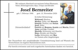 Traueranzeige Josef Bernreiter