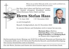 Traueranzeige Stefan Haas