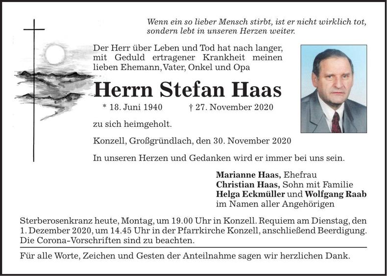 Traueranzeige Stefan Haas