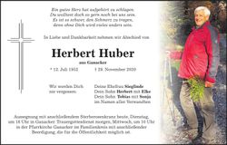 Traueranzeige Herbert Huber