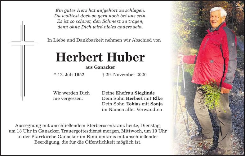 Traueranzeige Herbert Huber