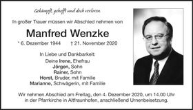 Traueranzeige Manfred Wenzke