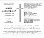 Traueranzeige Maria Rockermeier