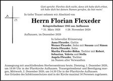 Traueranzeige Florian Flexeder