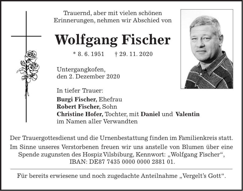 Traueranzeige Wolfgang Fischer
