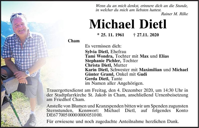 Traueranzeige Michael Dietl
