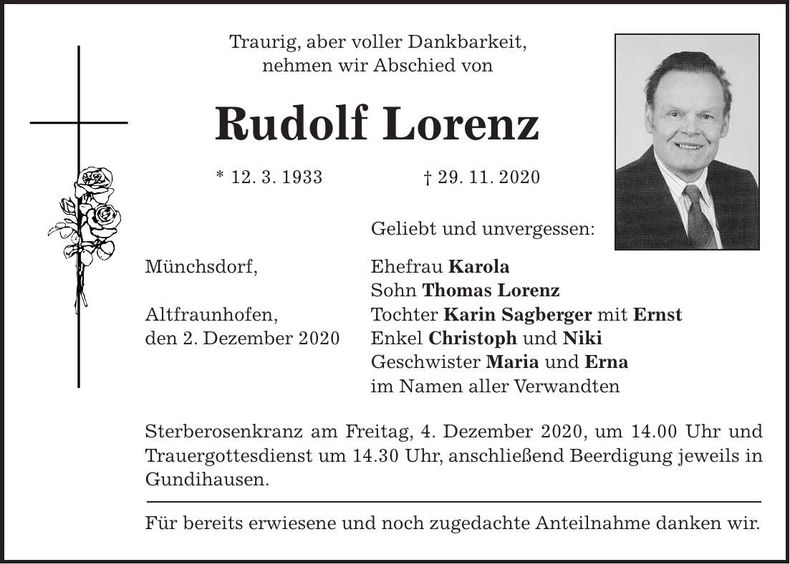 Traueranzeige Rudolf Lorenz