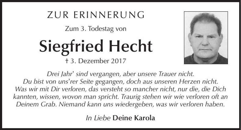 Traueranzeige Siegfried Hecht