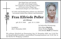 Traueranzeige Elfriede Poller