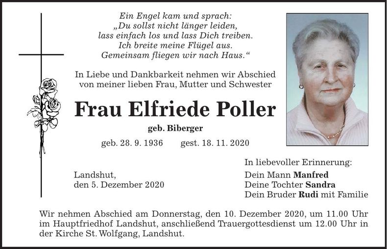 Traueranzeige Elfriede Poller