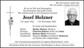 Traueranzeige Josef Holzner