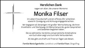 Traueranzeige Monika Filser