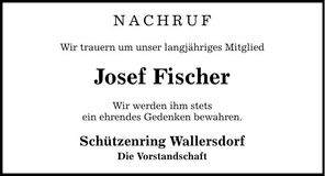 Traueranzeige Josef Fischer