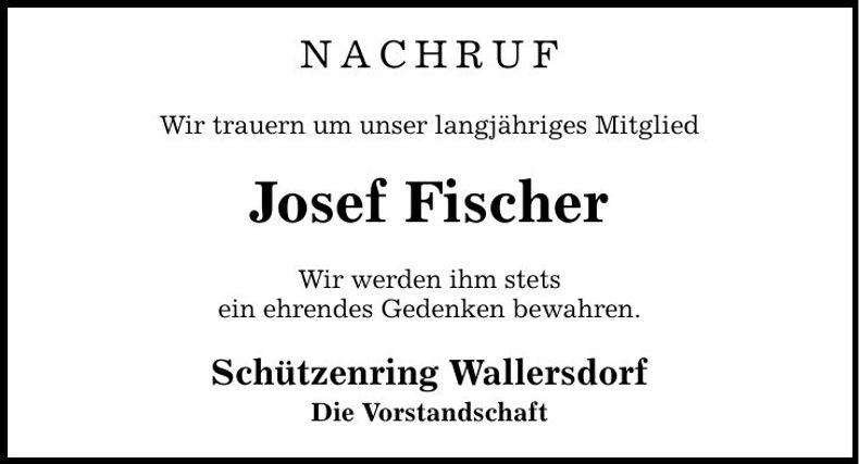 Traueranzeige Josef Fischer