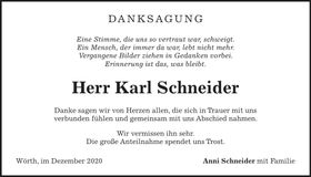 Traueranzeige Karl Schneider