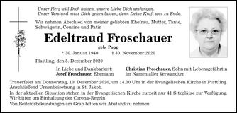 Traueranzeige Edeltraud Froschauer