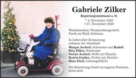 Traueranzeige Gabriele Zilker