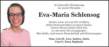 Traueranzeige Eva-Maria Schlensog