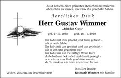 Traueranzeige Gustav Wimmer