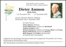 Traueranzeige Dieter Ammon