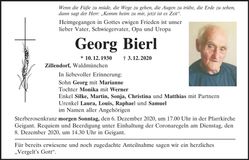 Traueranzeige Georg Bierl
