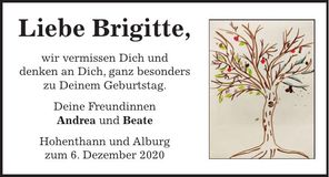 Traueranzeige Brigitte Wagensoner