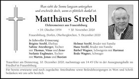 Traueranzeige Matthäus Strebl