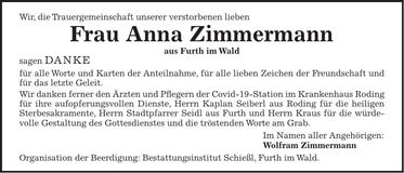 Traueranzeige Anna Zimmermann