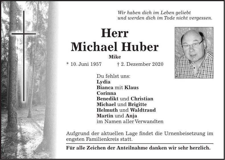 Traueranzeige Michael Huber