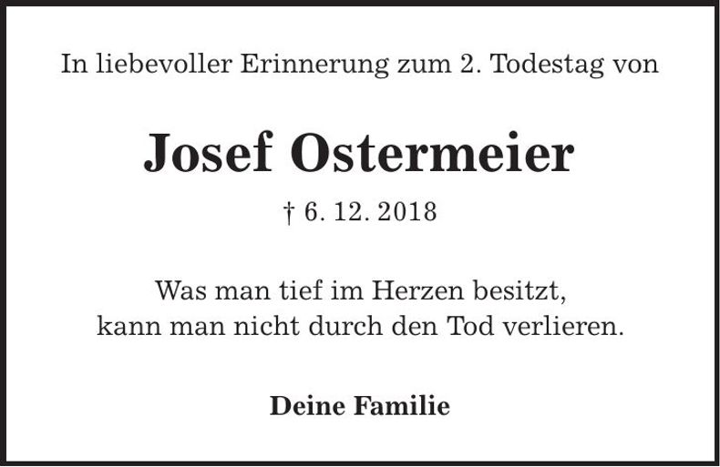 Traueranzeige Josef Ostermeier