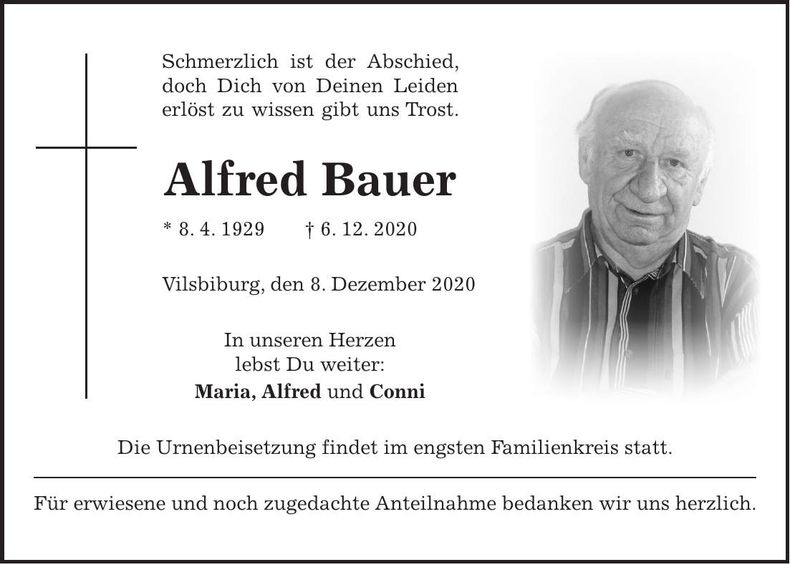 Traueranzeige Alfred Bauer