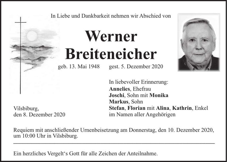 Traueranzeige Werner Breiteneicher