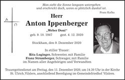 Traueranzeige Anton Ippenberger