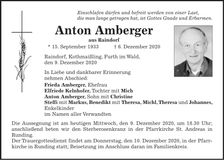 Traueranzeige Anton Amberger