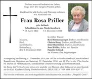 Traueranzeige Rosa Priller