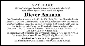 Traueranzeige Dieter Ammon