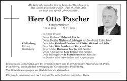 Traueranzeige Otto Pascher