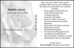 Traueranzeige Mathilde Meindl