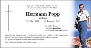 Traueranzeige Popp Hermann