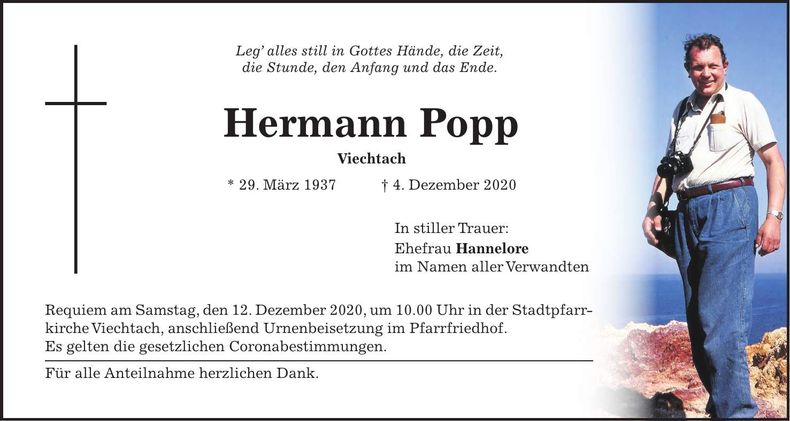 Traueranzeige Popp Hermann
