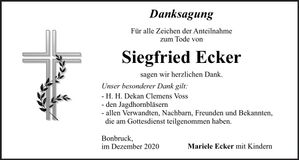 Traueranzeige Siegfried Ecker