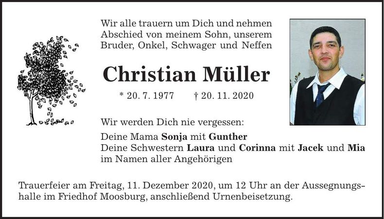 Traueranzeige Christian Müller
